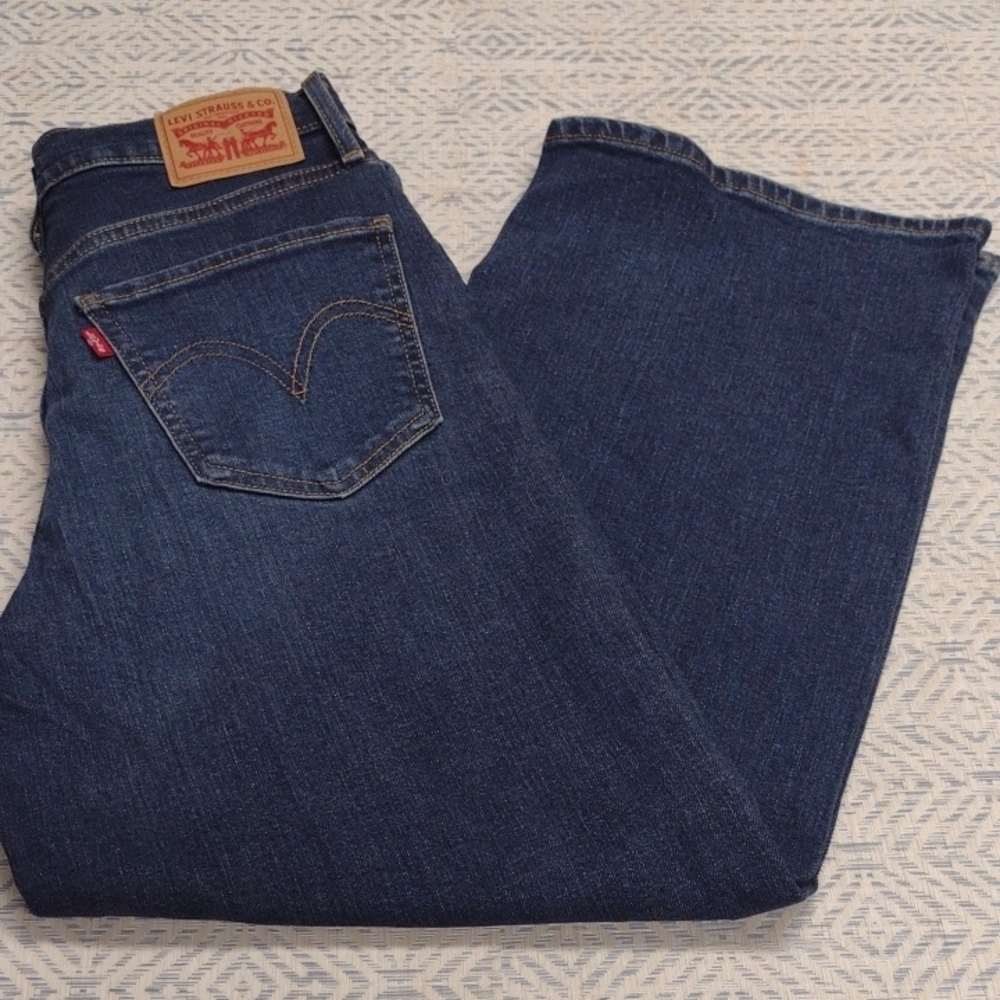 Levi's Women's  Dark Blue High-Rise Wide Leg Jeans,Western,Festival.